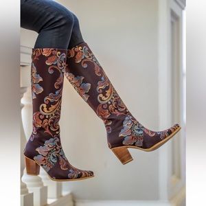 ROCKWELL THARP PASSION RANCH BROCADE BOOTS 38 7.5-8